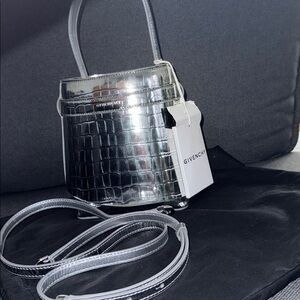 Givenchy Silver Croc-Embossed Bag